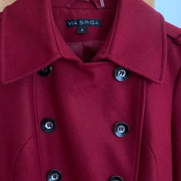 Via Spiga red wool new flare coat - Picture 4 of 6
